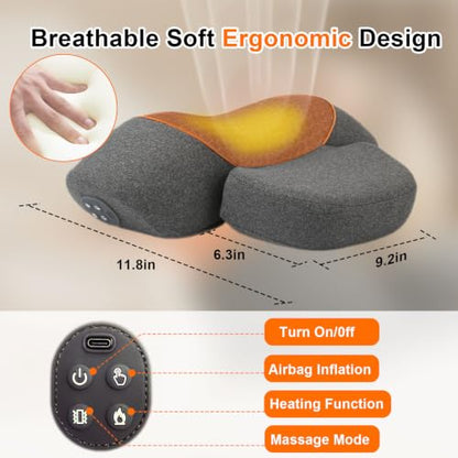 Cordless Heated Neck Massager Pillow with Heat & Massage Modes