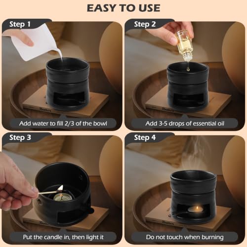 Ceramic Oil Burner and Wax Warmer - Dual-Use Tealight Candle Holder