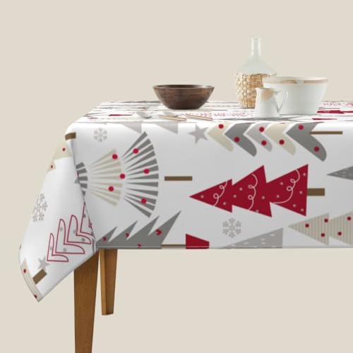 Christmas Tablecloth Square 60 x 60 Inch - Christmas Tree Pattern Holiday Decor - Sunshineyan