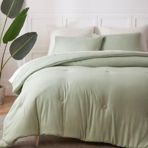 Sage Green Heathered Comforter Set Queen 3 Piece Bedding Set - Soft & Modern