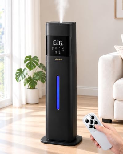 Large Room Humidifier 8L/2.1Gal with Night Light & Aroma Tray - Black