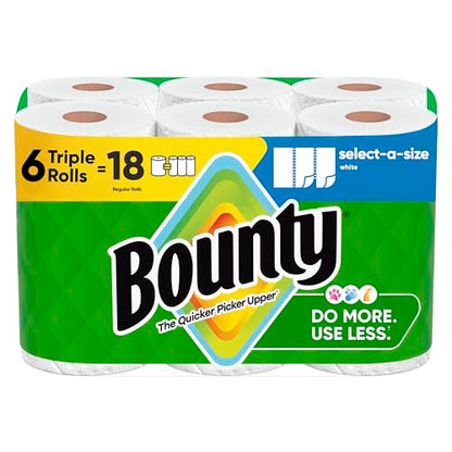 Bounty Select-A-Size Paper Towels, Prints, 2 Triple Rolls = 6 Regular Rolls