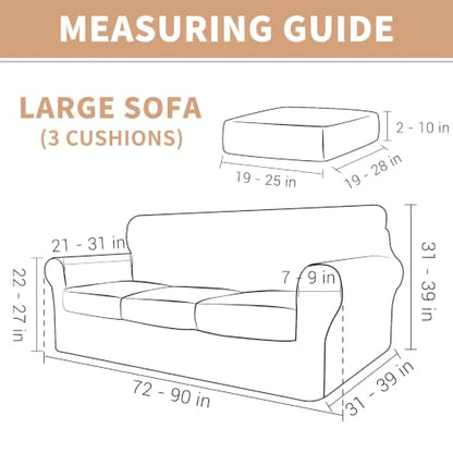 Light Grey 4-Piece Stretch Couch Cover for 72-90 Inch Sofa - Rectangle Pattern, Thick & Washable