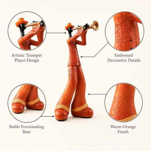 Nostalgic Jazz Trumpet Player Figurine Resin Retro Trumpeter Sculpture Home Office Decor - Orange-Trumpet