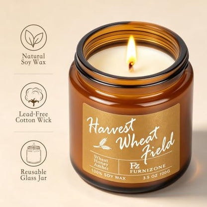 Amber Fall Scented Candle Set - 6 Autumn Fragrance Candles, 180 Burning Hours
