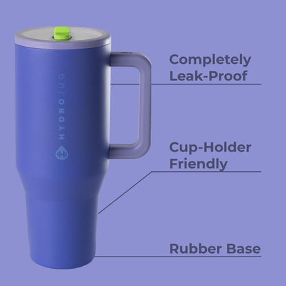 HydroJug Traveler 40 Oz Water Bottle - Leak Resistant, Insulated with Handle & Flip Straw - Lime Rickey