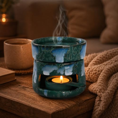 Ceramic Oil Burner and Wax Warmer - Dual-Use Tealight Candle Holder