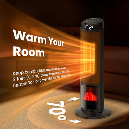 Electric Space Heater 23 Inch Black Oscillating 4 Modes Indoor Home Heating