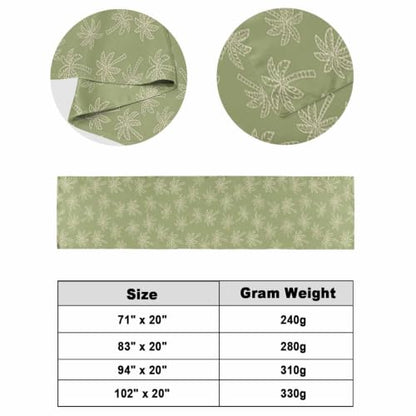 Sage Green Bed Runner for Queen Size Bed - 83x20 Inch Tropical Coconut Trees Decorative Throw