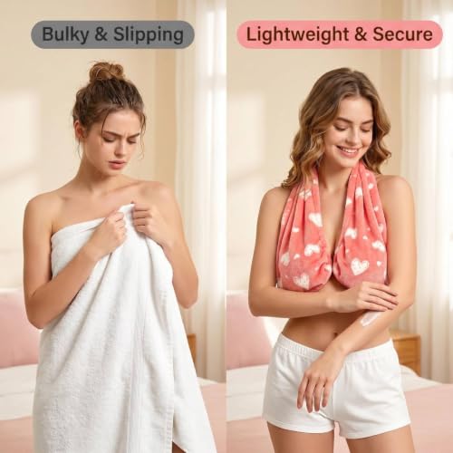 Pink Adjustable Hands-Free Bra Towel for Women - Quick Dry Shower Wrap