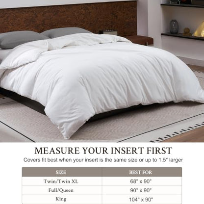 White King Size Cotton Duvet Cover - 100% Natural Breathable Bedding