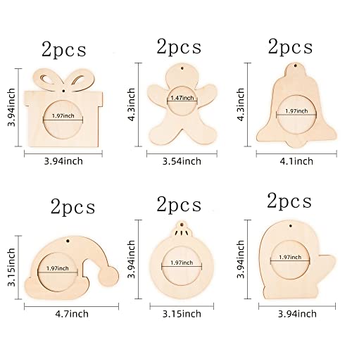 12Pcs Christmas DIY Photo Frame Ornaments Unfinished Wood Craft Kits - Variations of This Listing