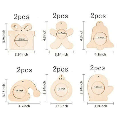 12Pcs Christmas DIY Photo Frame Ornaments Unfinished Wood Craft Kits - Variations of This Listing