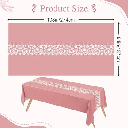 Mexican Tablecloth Set - Pink 54x108 Inch, 8 Pcs, Fiesta Party Decor