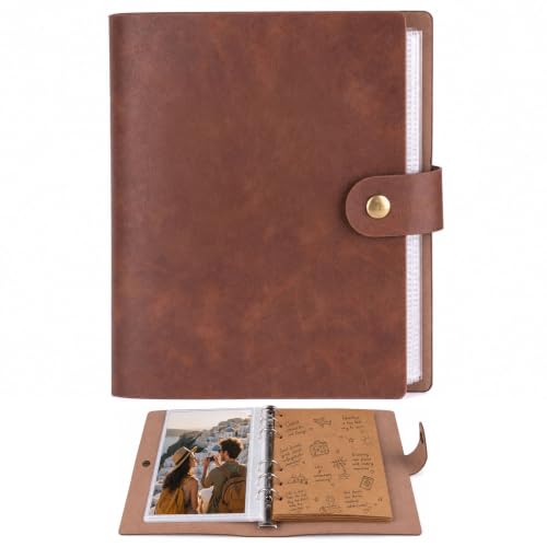 Simple 4x6 Photo Album 60 Photos Scrapbook with Kraft Paper & Metal Clasp - 6 Ring DIY