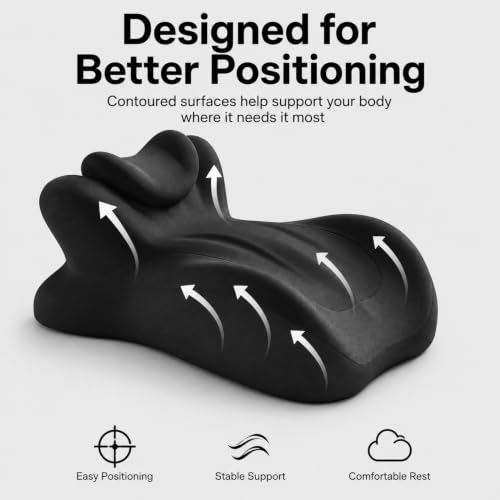 Black Wedge Pillow for Couples, Memory Foam Support for Bed & Lounge
