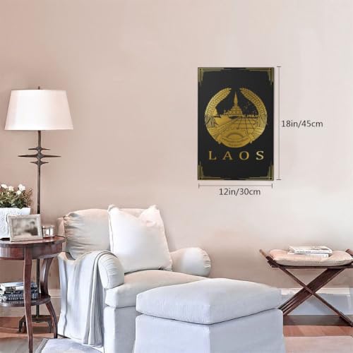Laos Flag Canvas Wall Art 18x12 Inches - Patriotic Home Decor
