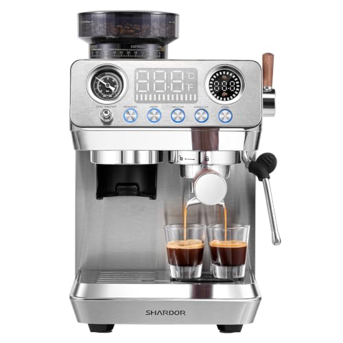 20 Bar Espresso Machine with Built-In Coffee Grinder - Stainless Steel