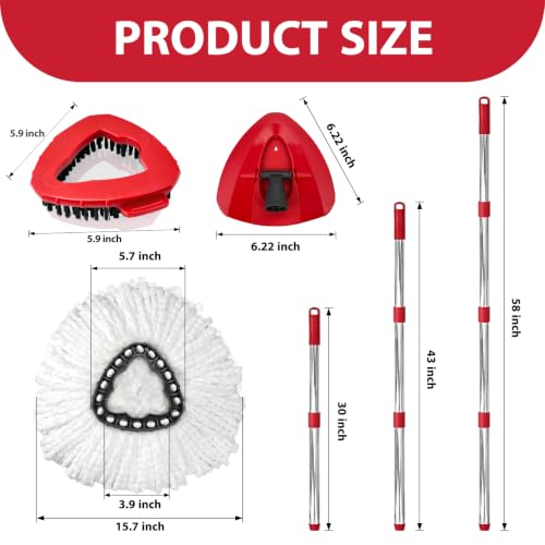 Spin Mop Replacement Set for EasyWring 1-Tank System with Microfiber Heads & Handle