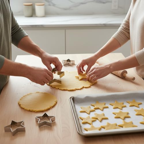 5-Piece Stainless Steel Star Cookie Cutter Set - Baking & Craft Shapes