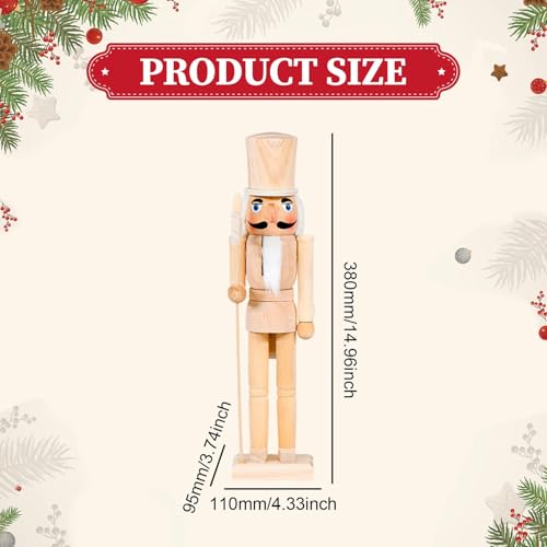 Unpainted Wooden Nutcracker Doll for DIY Christmas Decorations - 15 Inch