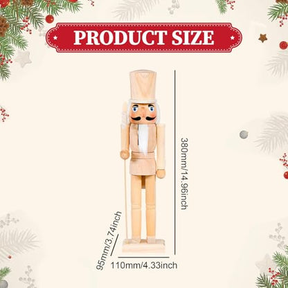 Unpainted Wooden Nutcracker Doll for DIY Christmas Decorations - 15 Inch