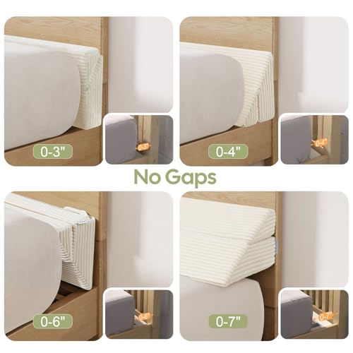 Queen Size Bed Wedge Pillow for Headboard Gap Filler Beige 60x10x6