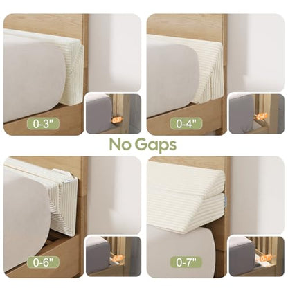 Queen Size Bed Wedge Pillow for Headboard Gap Filler Beige 60x10x6