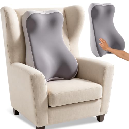 2-in-1 Neck and Lumbar Support Pillow for Office & Recliner Chairs - Ergonomic Back Cushion with Washable Cover