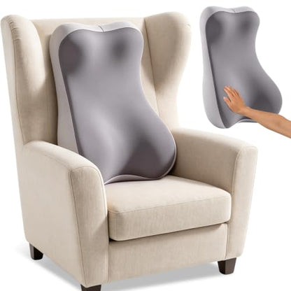 2-in-1 Neck and Lumbar Support Pillow for Office & Recliner Chairs - Ergonomic Back Cushion with Washable Cover