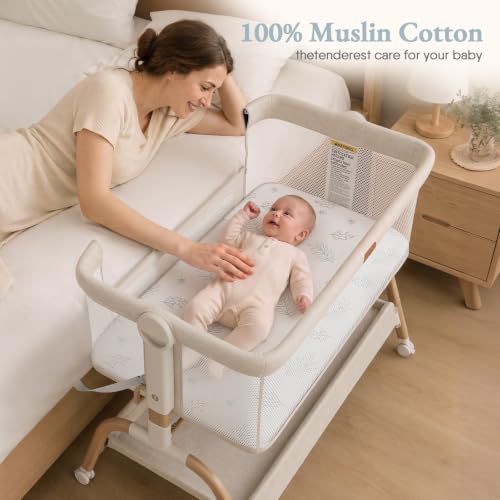 BabyBond Muslin Bassinet Sheet Fitted for Baby Blue – Soft & Breathable 2 Pack