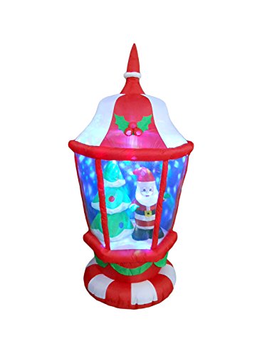 Christmas Inflatable Decorations Bundle with Lighted Santa Lantern & Santa on Fishing Boat