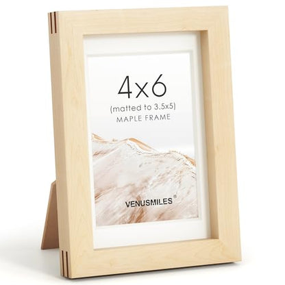 Maple Wood Picture Frame 4x6 Photo Collage Wall & Tabletop Display - Natural Finish - Variation: Maple / 4X6, 1P