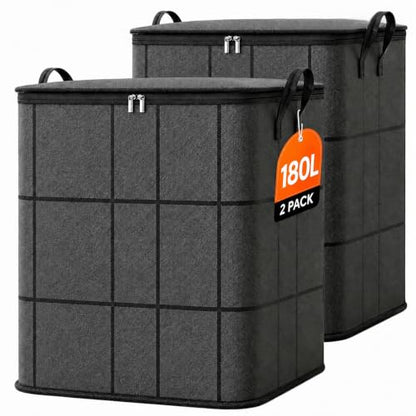 Large Capacity Foldable Storage Bag with Reinforced Handles - 180L