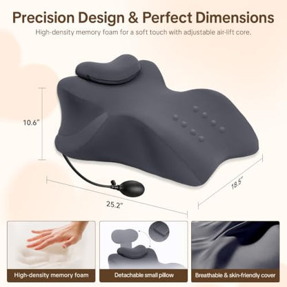 Gray Memory Foam Intimacy Pillow for Couples with Adjustable Airbag Support