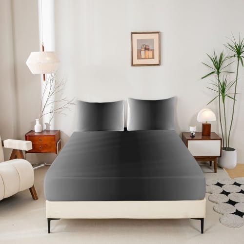 Full Size Fitted Bed Sheet Set with Pillowcases, 16-Inch Deep Pocket Microfiber Bedding for Kids & Teens