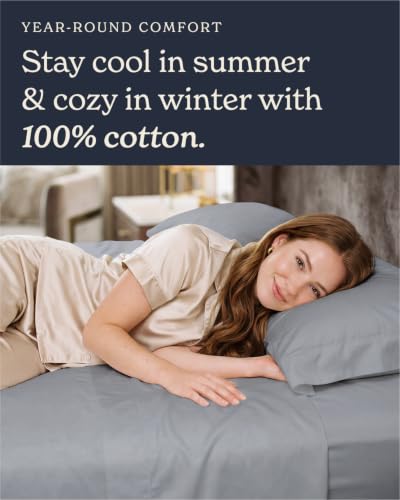 Light Gray Queen Pillowcases Set of 2 - Cool Touch Sateen Cotton, 500TC, Silky & Soft