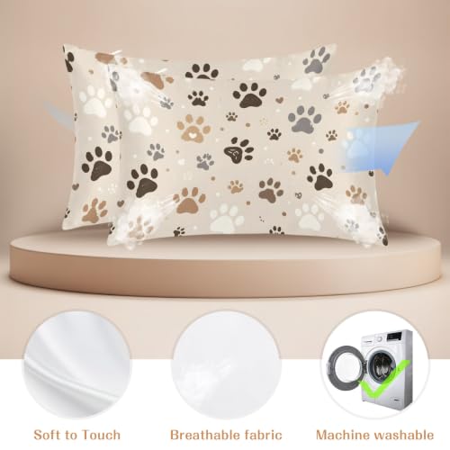 Silk Pillowcases 20x26 Inches for Hair & Skin - Beige, Taupe, Cream, Brown - 2 Pack with Zipper