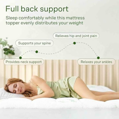 Hanare King Bamboo Mattress Topper with Cooling Viscose, Quilted Plush Layer, Deep Pocket 8-20 Inch