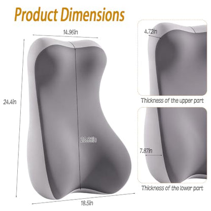2-in-1 Neck and Lumbar Support Pillow for Office & Recliner Chairs - Ergonomic Back Cushion with Washable Cover