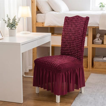 Stretch Jacquard Chair Slipcover - Wine Red, 1 Piece for Dining & Lounge Chairs