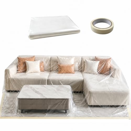 Clear Waterproof L-Shape Couch Cover - Large Sofa Protector for Indoor Furniture