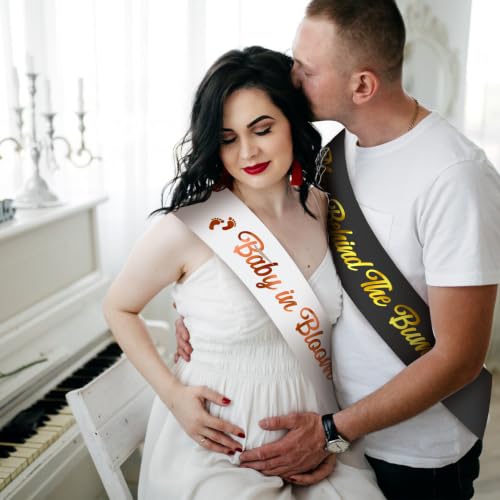 Baby Shower Sash Set - Baby in Bloom & Man Behind the Bump