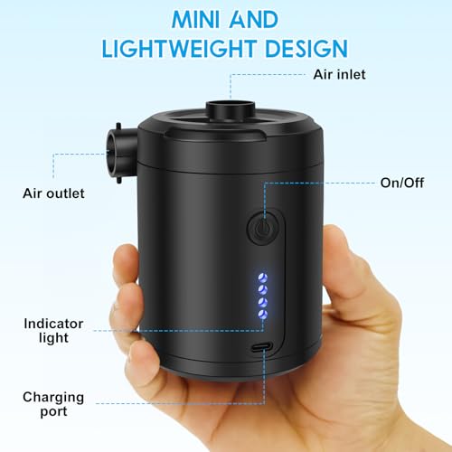 Rechargeable Electric Air Pump for Inflatables - Cordless Portable Inflator & Deflator with Nozzles