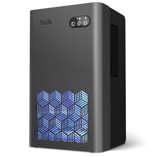 ToLife Grey Dehumidifier for 1000 Sq Ft with 95 oz Tank, Sleep Mode & Auto Shutoff