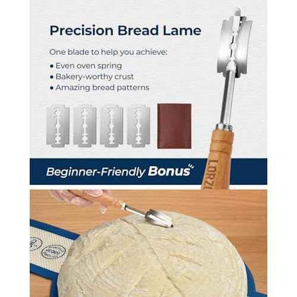 Silicone Bread Sling with Bread Lame, Thick Sourdough Baking Sling 2-Pack Round, Silicone Bread Baking Mat with Long Handles for Dutch Oven and Dough Transfer