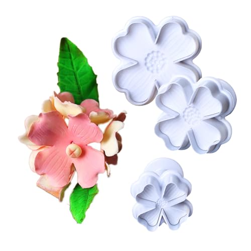 Flower Cookie Cutters Set - 3D Cookie Cutter with Plunger Stamp, Variation of Flower