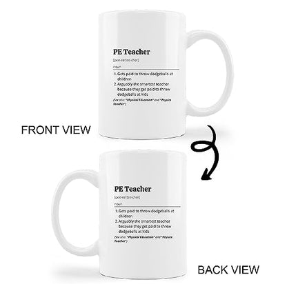 PE Teacher Ceramic Mug 11oz Coffee Tea Cup with Handle - Minimalist Design