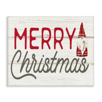 Merry Christmas Gnome Canvas Wall Art - 48 x 36 Inches, Rustic Holiday Decor, Made in USA