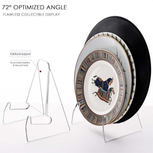 Acrylic Plate Display Stand 5.1 Inch Wide Clear Book & Art Holder - 2 Pack